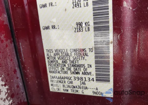 2016 Nissan Maxima 3.5 S from USA, damaged, VIN 1N4AA6AP4GC398134